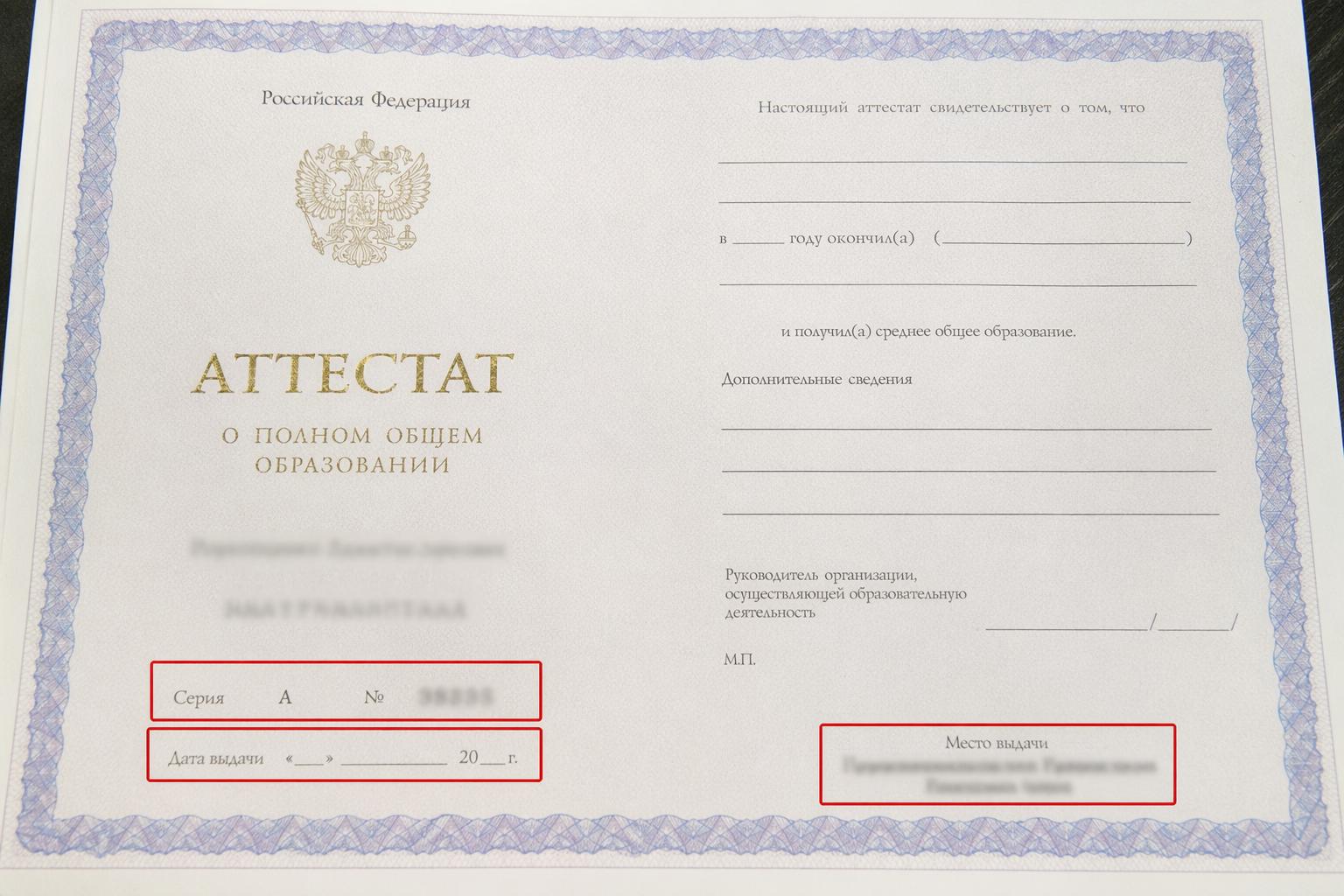 Серия, номер, дата выдачи и место оформления