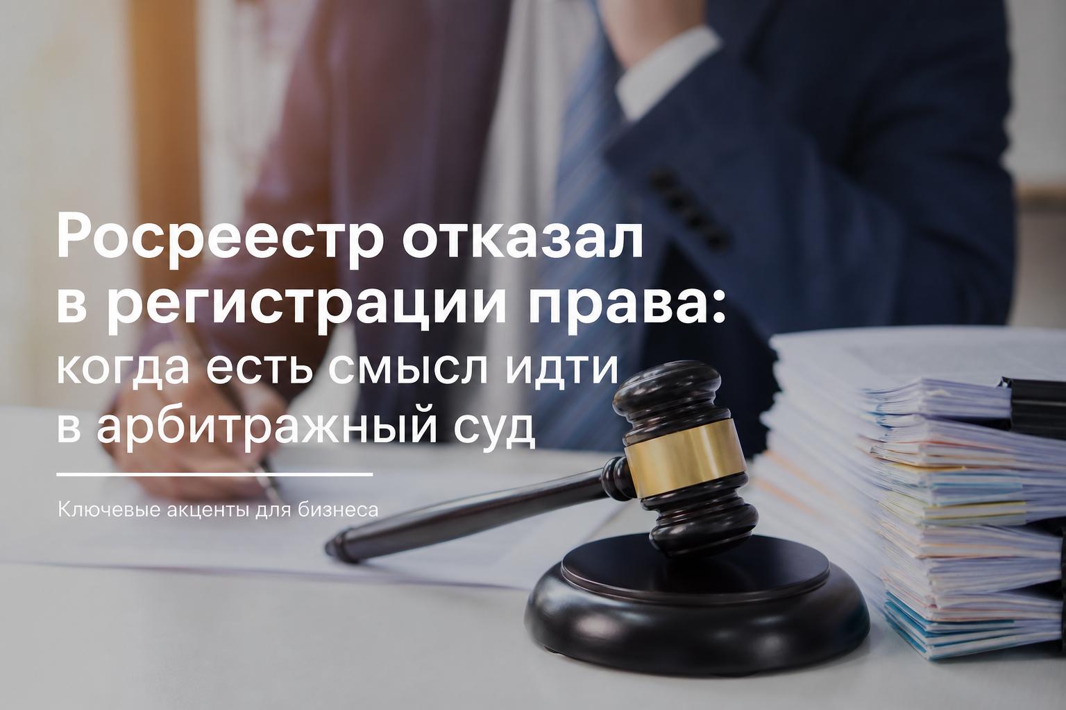 Росреестр отказал в регистрации права: когда есть смысл идти в арбитражный суд. Ключевые акценты для бизнеса
