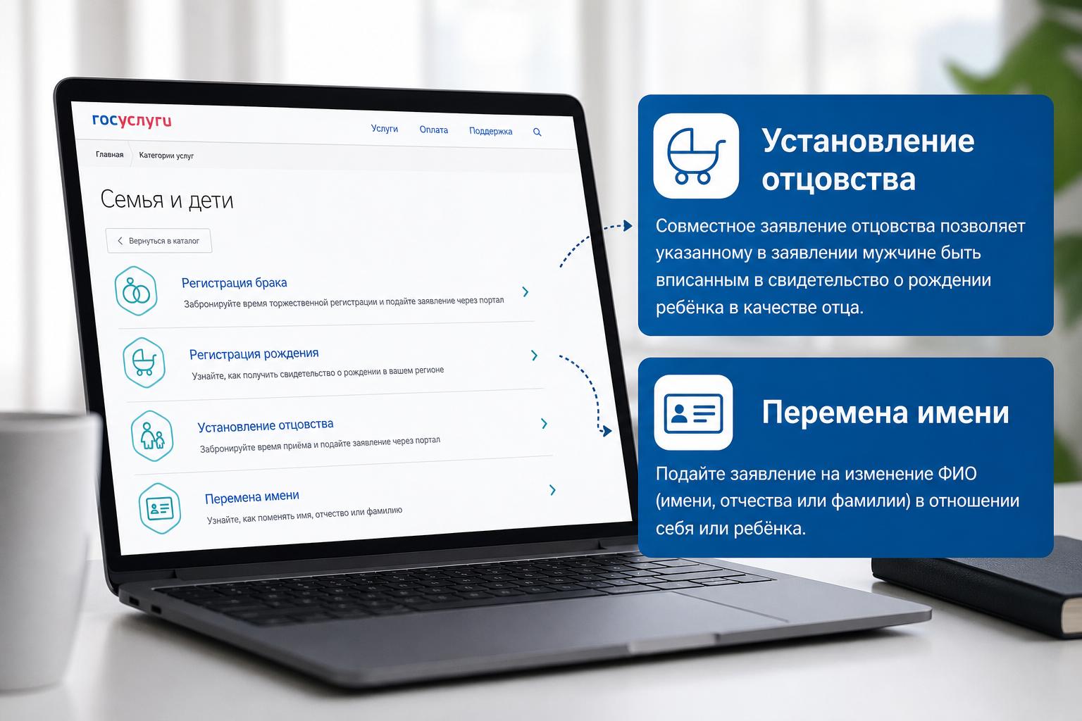 Получение документов ЗАГС через Госуслуги: что можно оформить онлайн. Перемена имени и установление отцовства