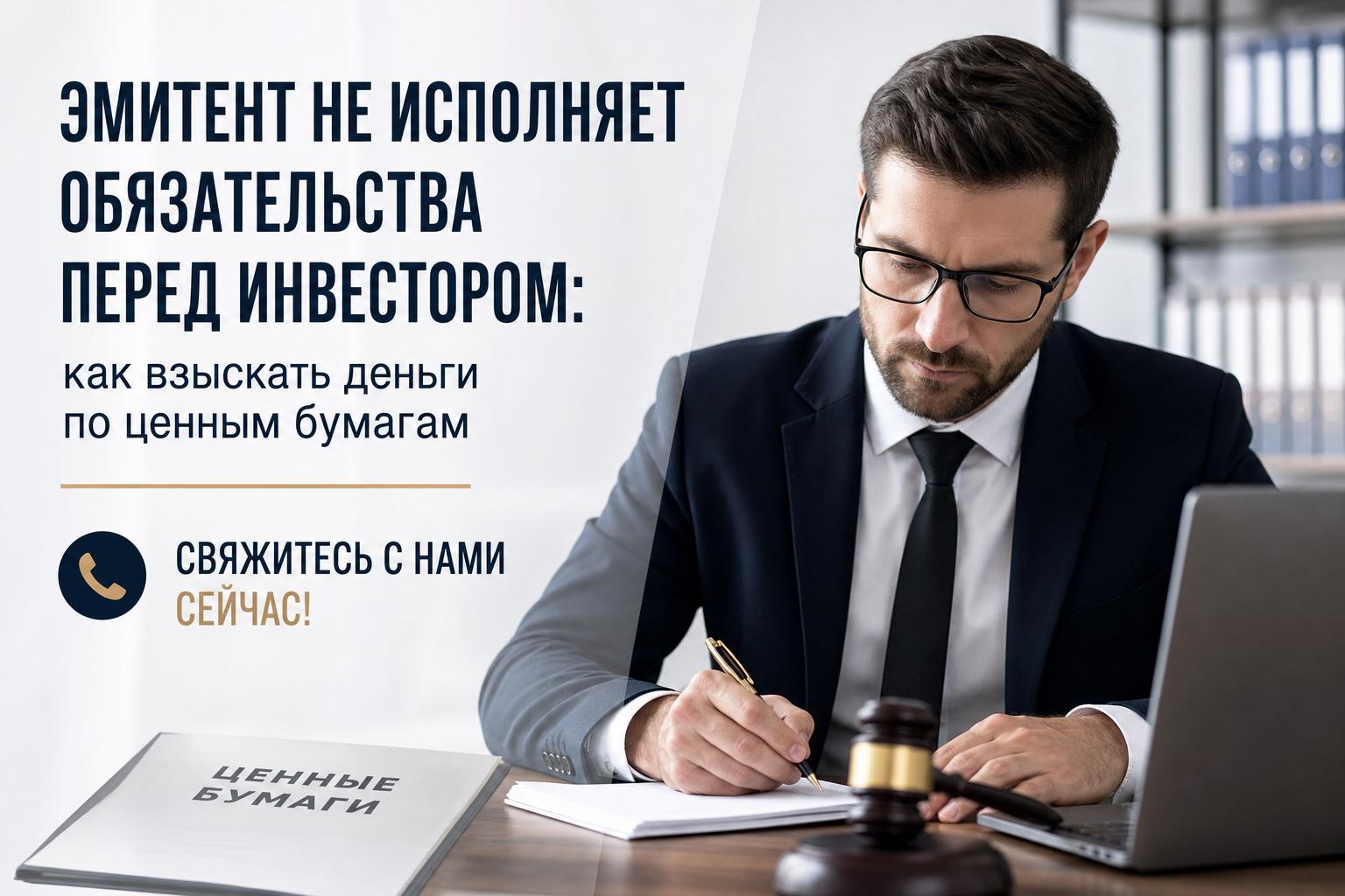 Эмитент не исполняет обязательства перед инвестором: как взыскать деньги по ценным бумагам. Свяжитесь с нами сейчас!