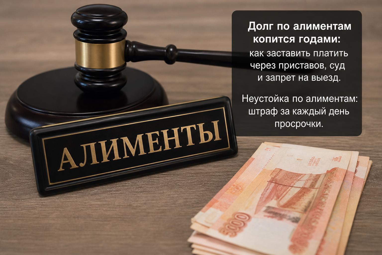 Долг по алиментам копится годами: как заставить платить через приставов, суд и запрет на выезд. Неустойка по алиментам: штраф за каждый день просрочки