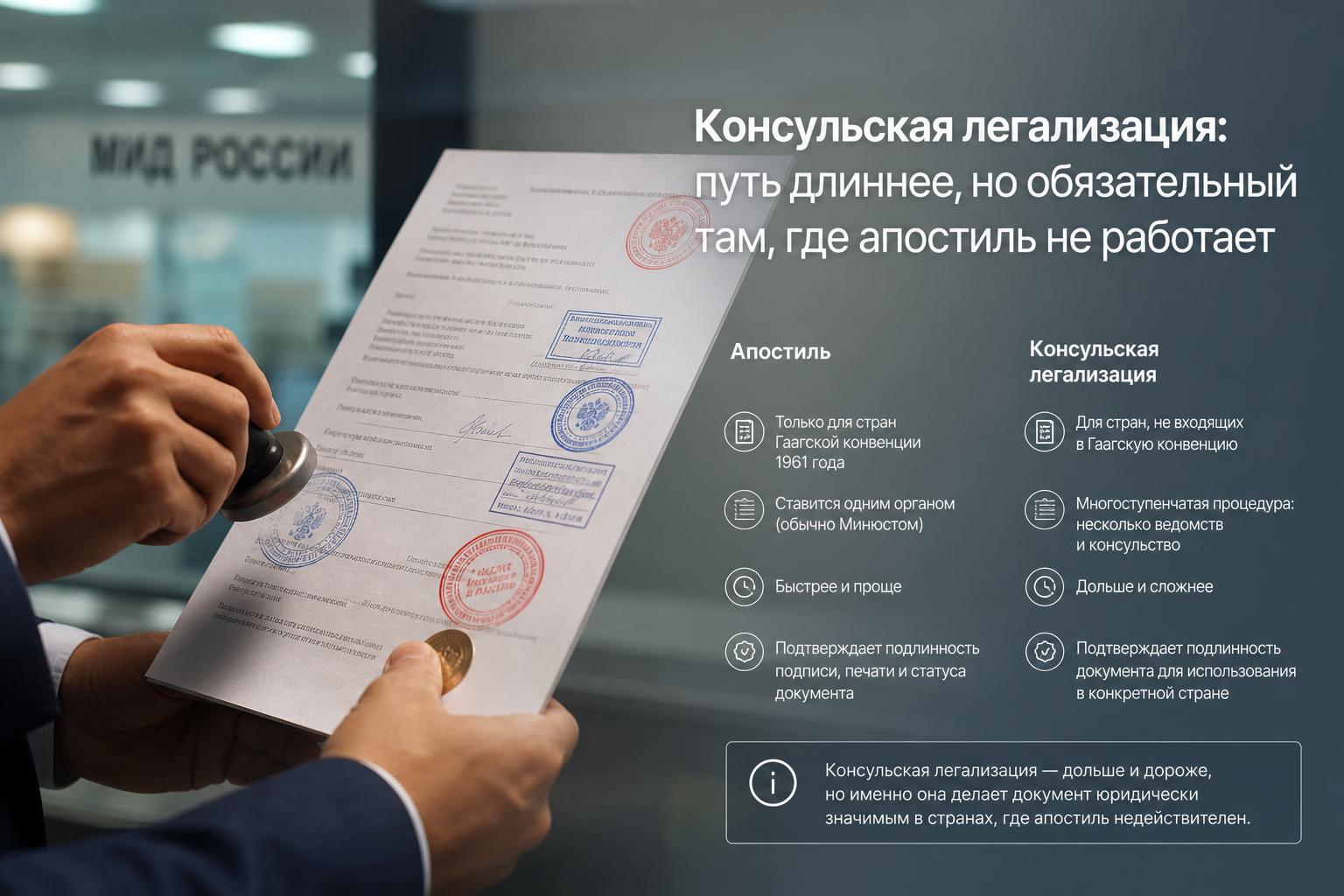 Чем консульская легализация отличается от апостиля. Консульская легализация: путь длиннее, но обязательный там, где апостиль не работает