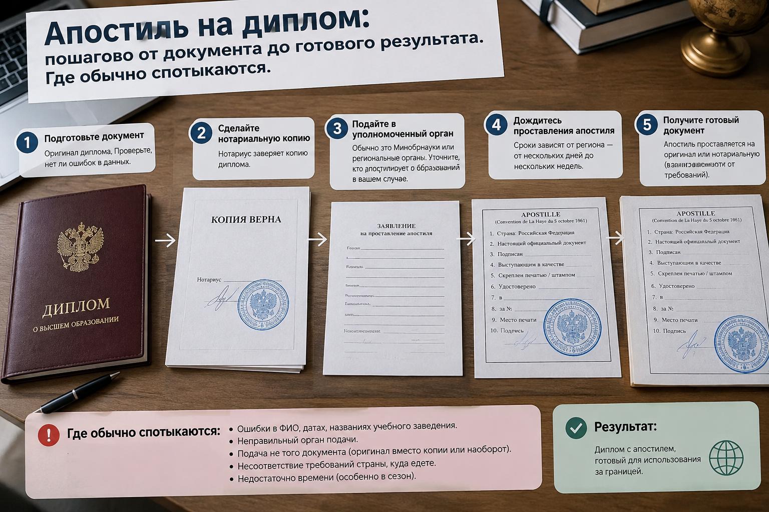 Апостиль на диплом: пошагово от документа до готового результата. Где обычно спотыкаются